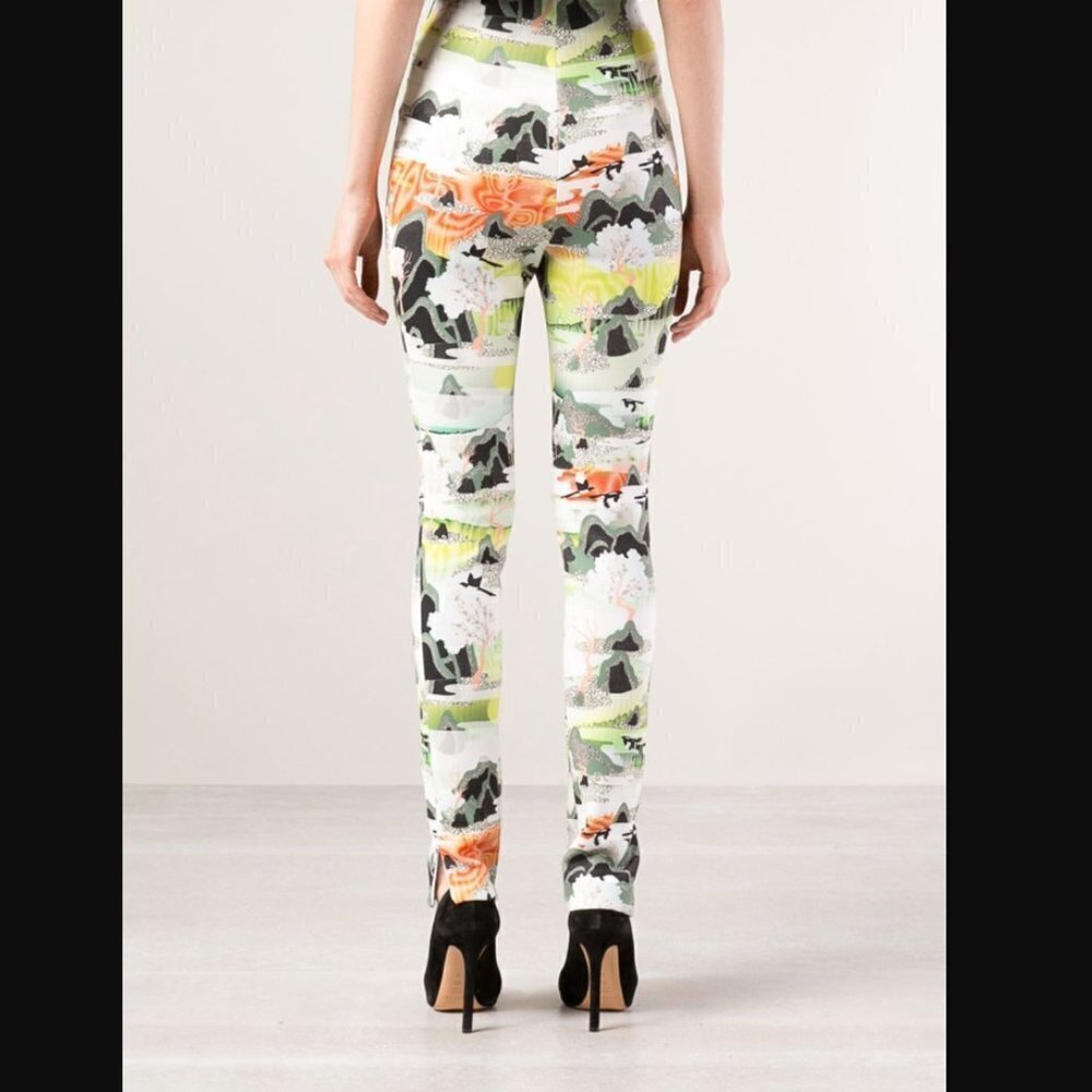 Opening Ceremony 5 Elements Colorful Print Neoprene High Rise Skinny Trousers 2 - Picture 4 of 14